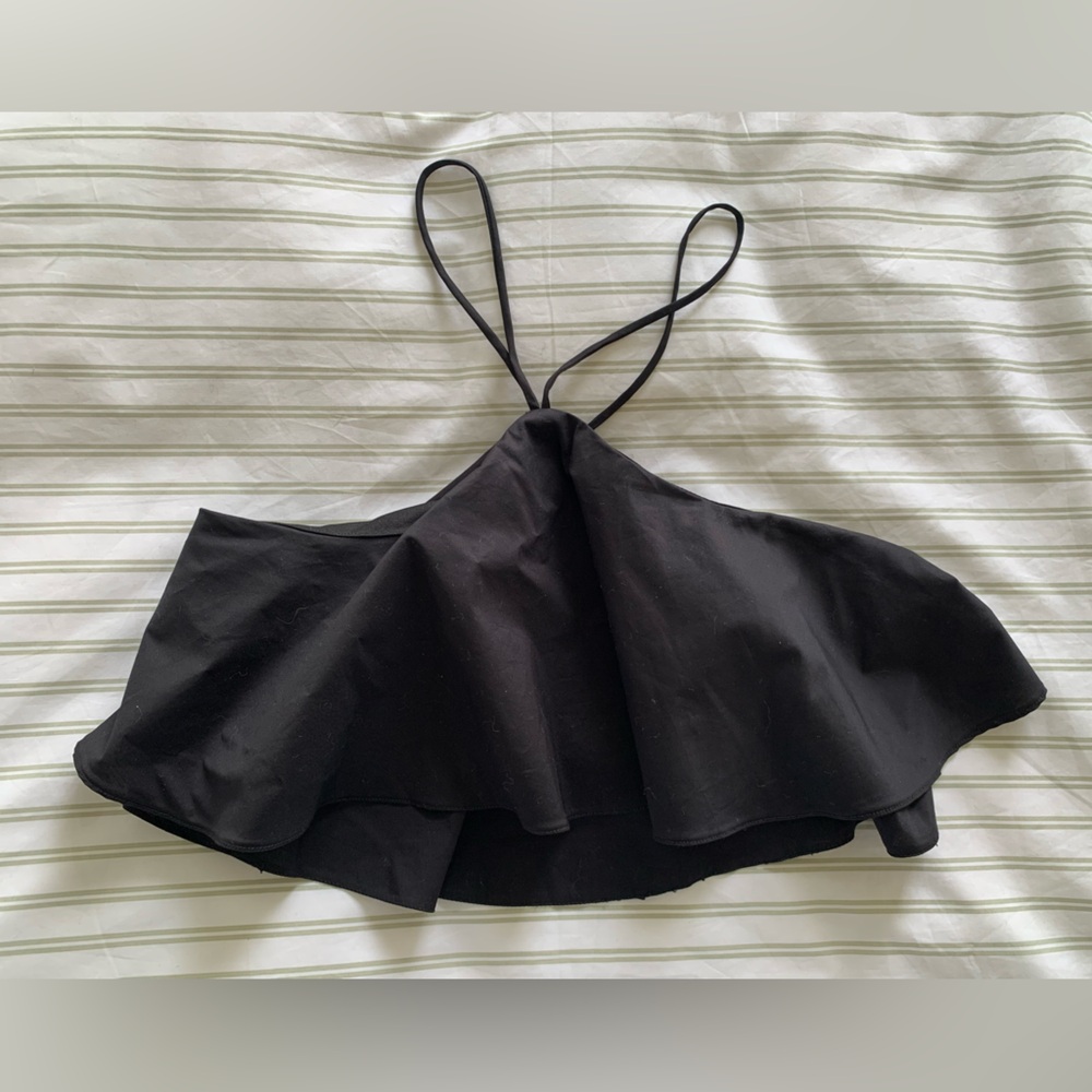 Zara Black Zip-Up Crop Top